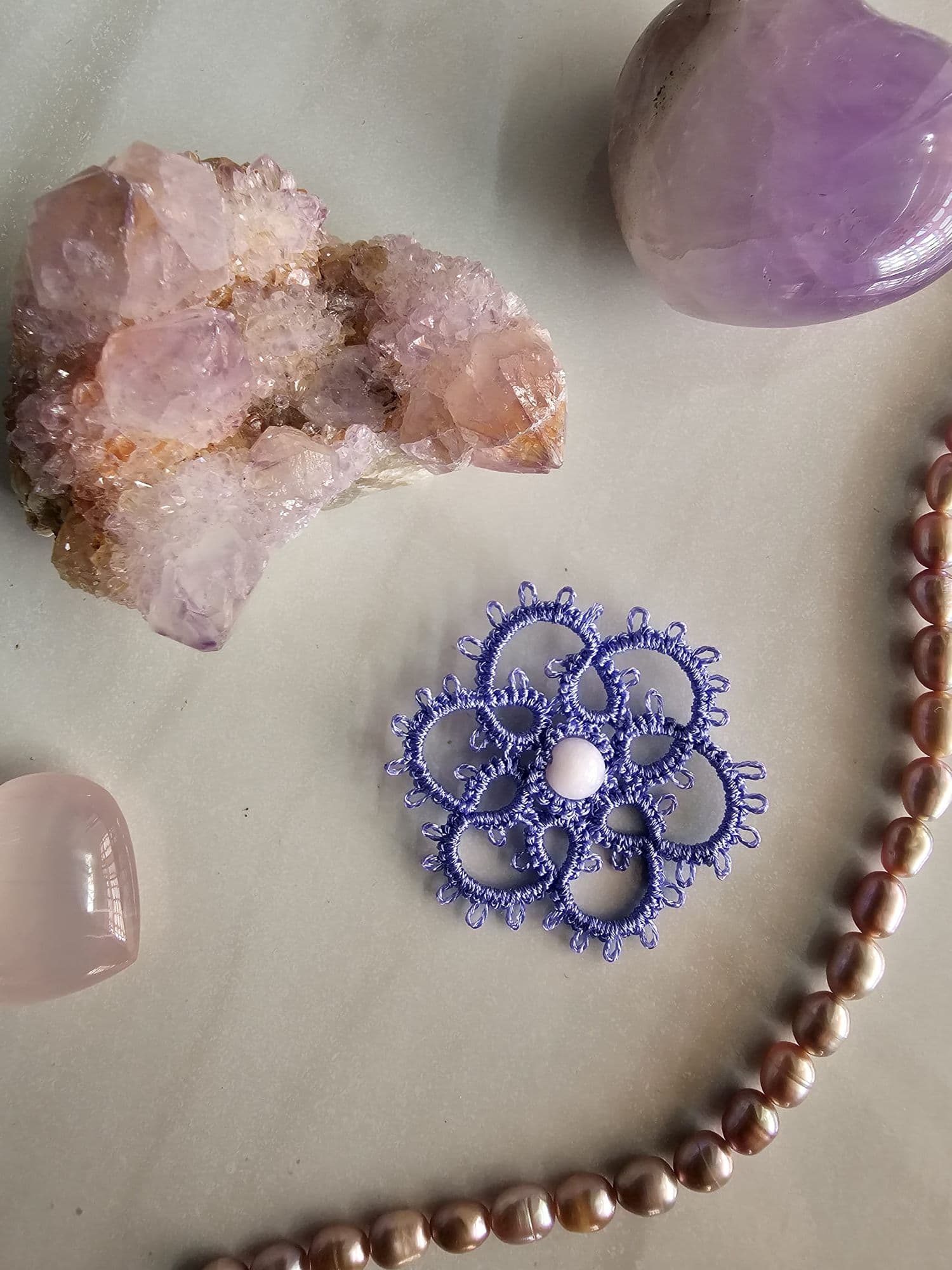 Rosone Grande Con Lepidolite — Ciondolo